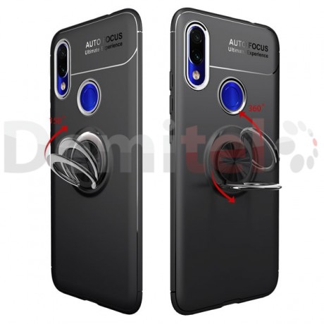 Силиконов гръб AUTO FOCUS Magnetic Ring за Xiaomi Redmi 7 Черен