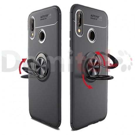 Силиконов гръб AUTO FOCUS Magnetic Ring за Huawei Y7 2019 Черен
