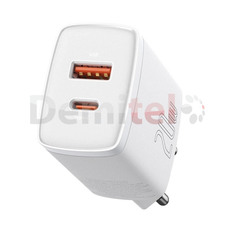 Зарядно BASEUS U+C 20W, 220V 1XUSB Бяло