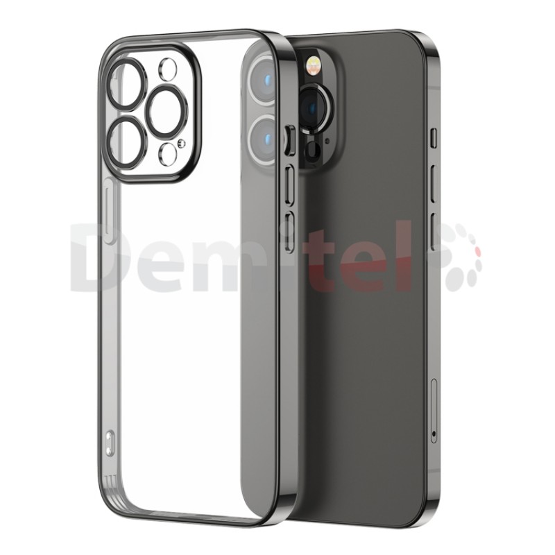Силиконов гръб Joyroom Chery Mirror JR-BP909, за iPhone 13 Pro Max Прозрачен с черна рамка