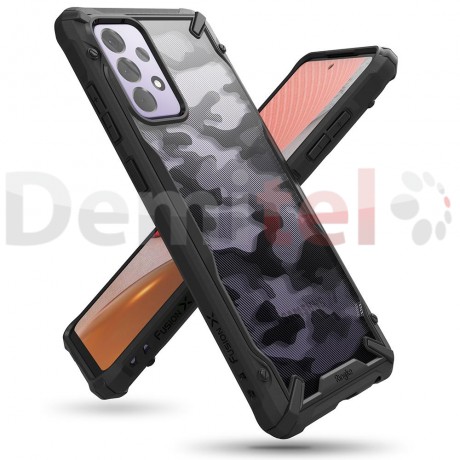 Калъф за телефон Ringke Fusion X Design Durable PC за Samsung Galaxy A72 5G, Черен Камуфлаж