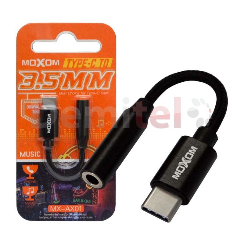 MOXOM MX-AX01 Type C to 3.5mm Adapter Черен