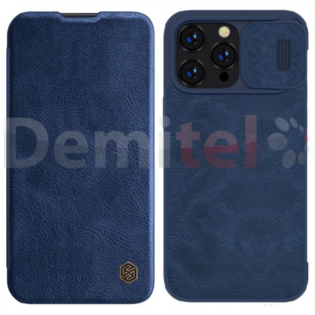  Кожен калъф Nillkin Qin Pro Leather за Apple iPhone 14 Син