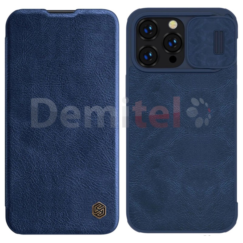  Кожен калъф Nillkin Qin Pro Leather за Apple iPhone 14 Син