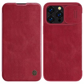 Кожен калъф Nillkin Qin Pro Leather за Apple iPhone 14 Червен 
