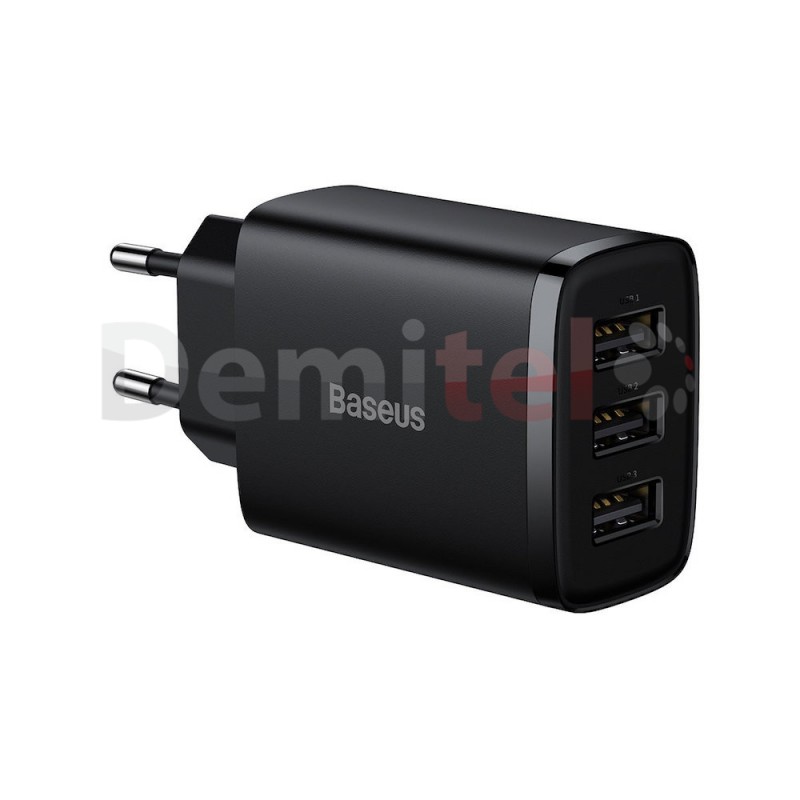 Зарядно BASEUS 3U 17W 3xUSB-A изхода и технология за бързо зареждане Черен