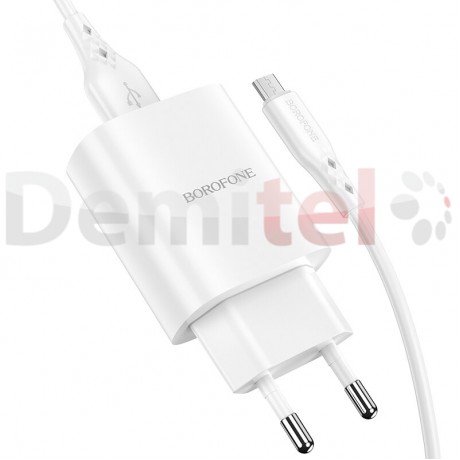 Зарядно BOROFONE BN1 fast charging, USB-Micro, 2.1А Бял