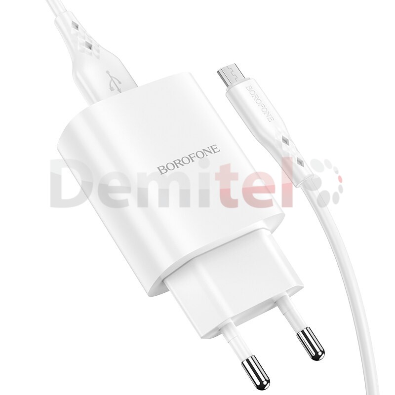 Зарядно BOROFONE BN1 fast charging, USB-Micro, 2.1А Бял