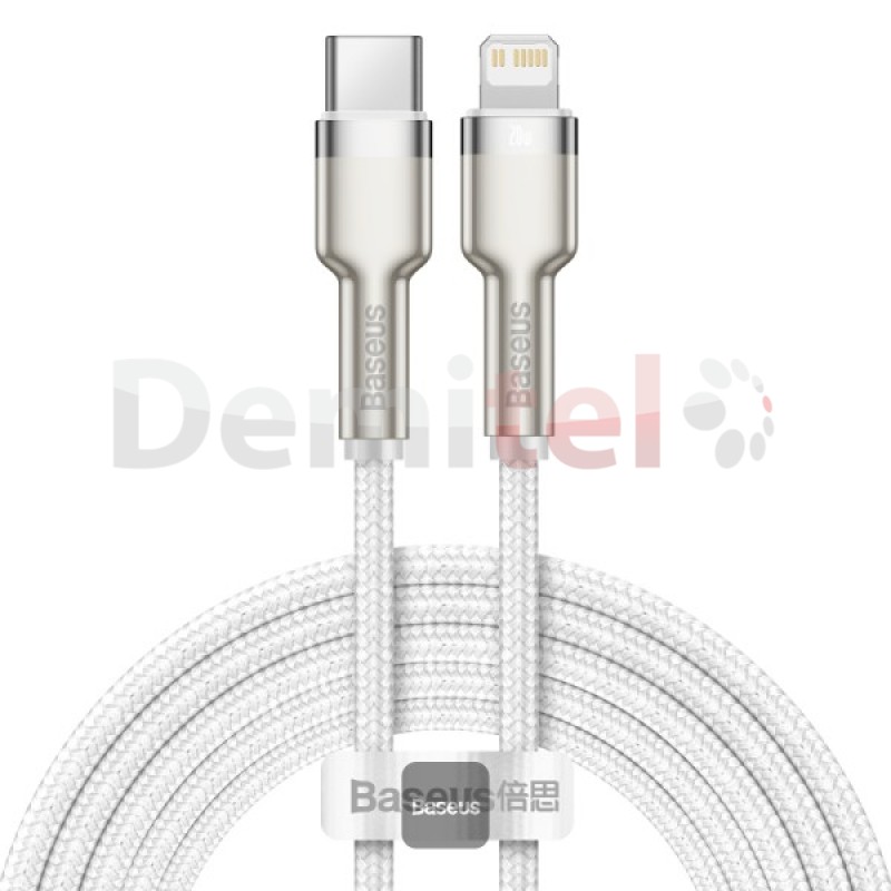 Кабел за данни Baseus Cafule Series Metal Type-C към Lightning за iPhone PD 20W 2M - Бял