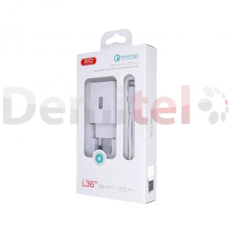 Зарядно XO L36 18W, 3A QC3 + MicroUSB кабел