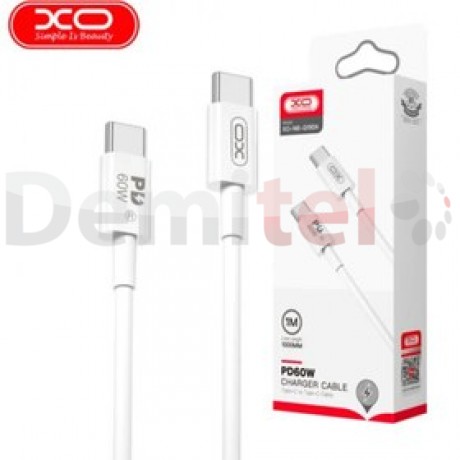 Кабел XO-NB-Q190A PD60W Type-C > Type-C 1M Бял