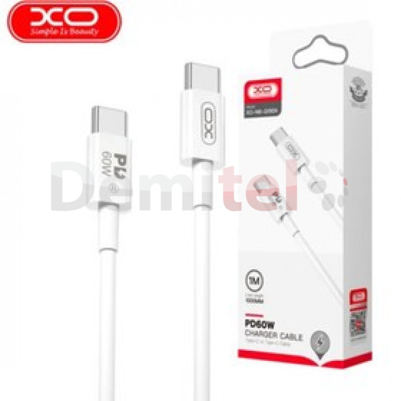 Кабел XO-NB-Q190A PD60W Type-C > Type-C 1M Бял