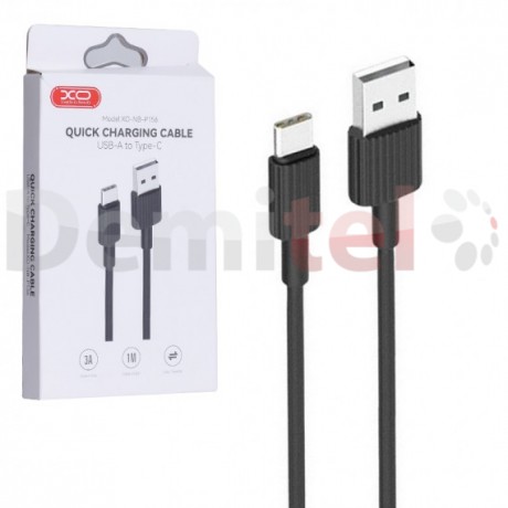 Кабел Xo, NB-P156, USB-A > Type-C 1M, Черен
