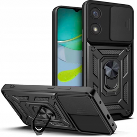 Калъф за Motorola Moto E13 Ring Armor CamSlide Черен 