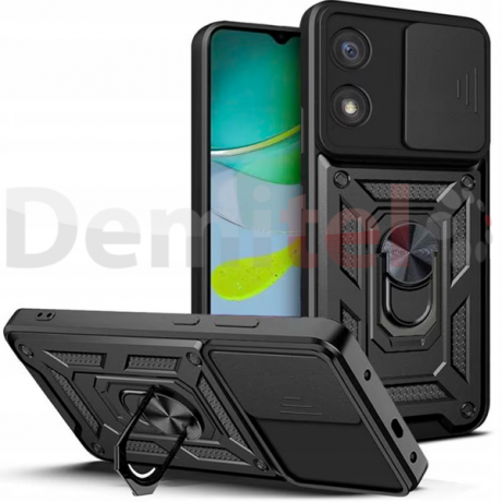 Калъф за Motorola Moto E13 Ring Armor CamSlide Черен