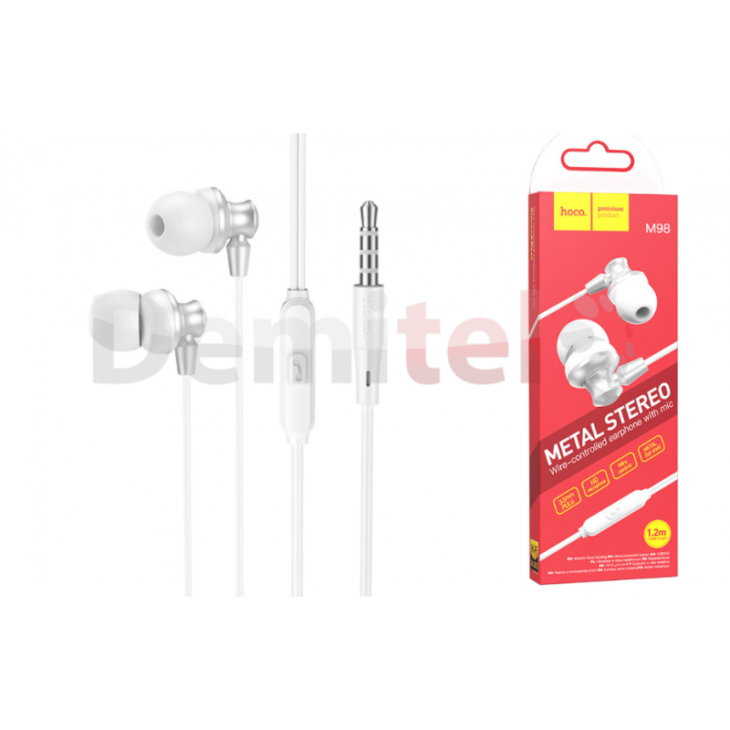 Слушалки Hoco M98 Metal Stereo 1.2M Бели 