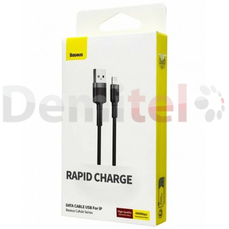 Кабел Baseus Cafule Series Rapid Charge USB>iPhone 480Mbps 1М Черен