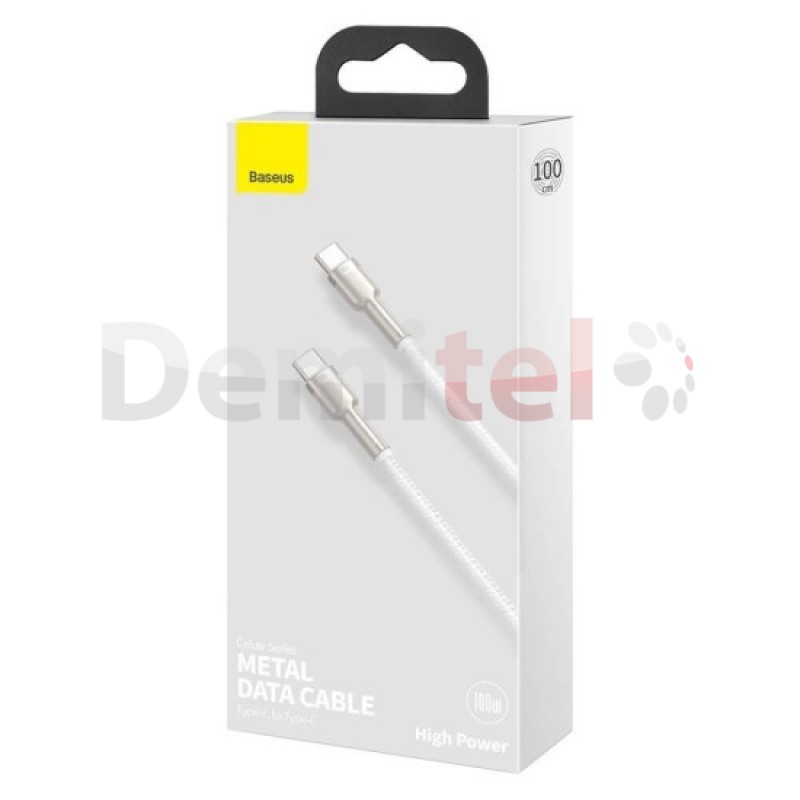 Кабел Baseus Cafule Series Metal Data Cabel Type-C>Type-C 100W 1M Бял