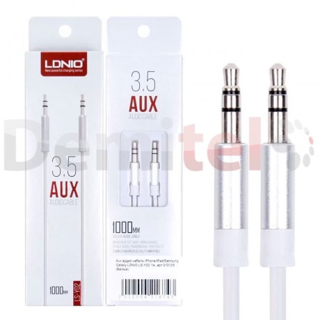Кабел Audio AUX LDNIO 3.5MM>3.5MM 1М Бял