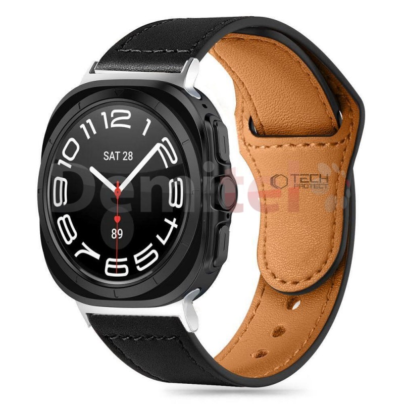 Каишка за Samsung Galaxy Watch Ultra 47MM Tech-Protect Leather Fit Черна