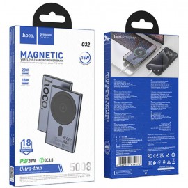 Преносима Батерия Hoco Q32 Magnetic 5000mAh LED Черна 