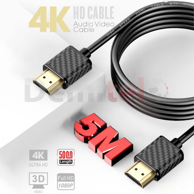 Кабел Earldom 5M HDMI>HDMI 4K Черен