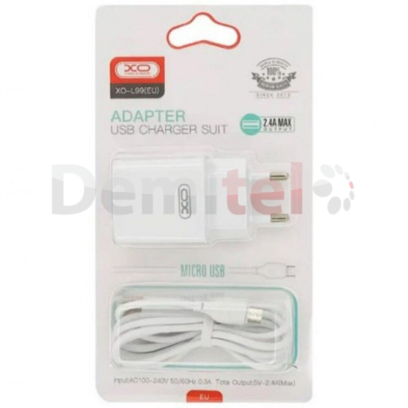 Зарядно XO-L99 220V + MicroUSB Cable 1M 