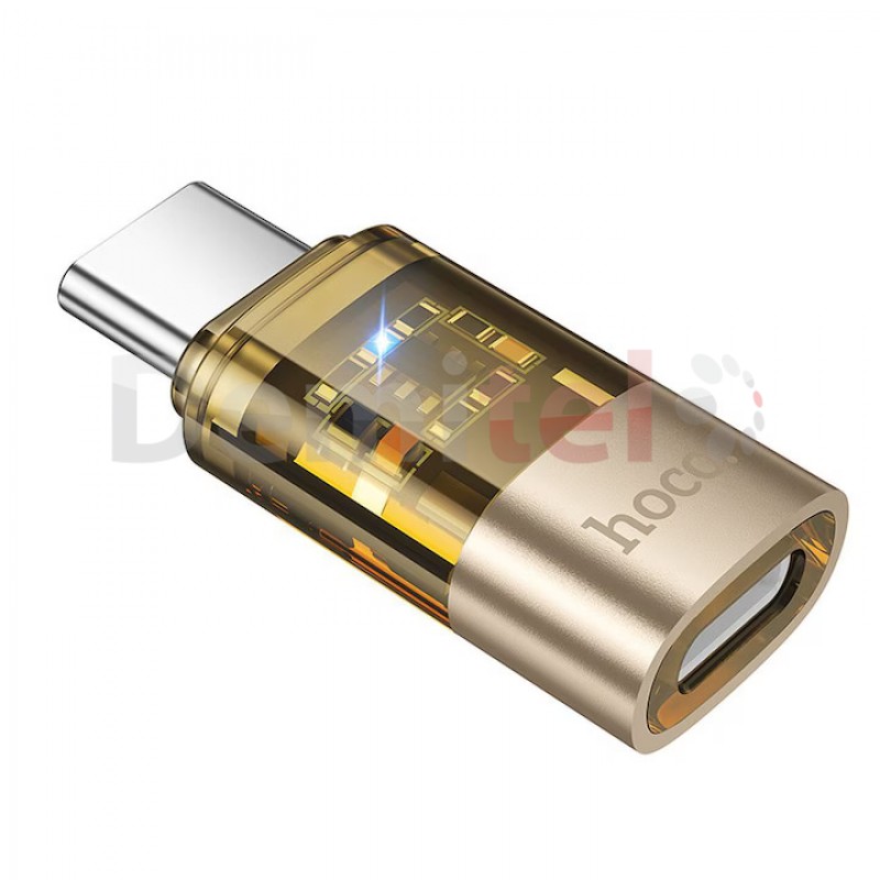 Преходник Hoco UA36D Lightining > Type-C Златист