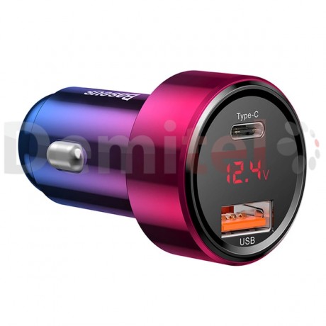Зарядно за кола Baseus Magic Series PPS USB-C / USB-A 45W PD QC 5A Розов и Син