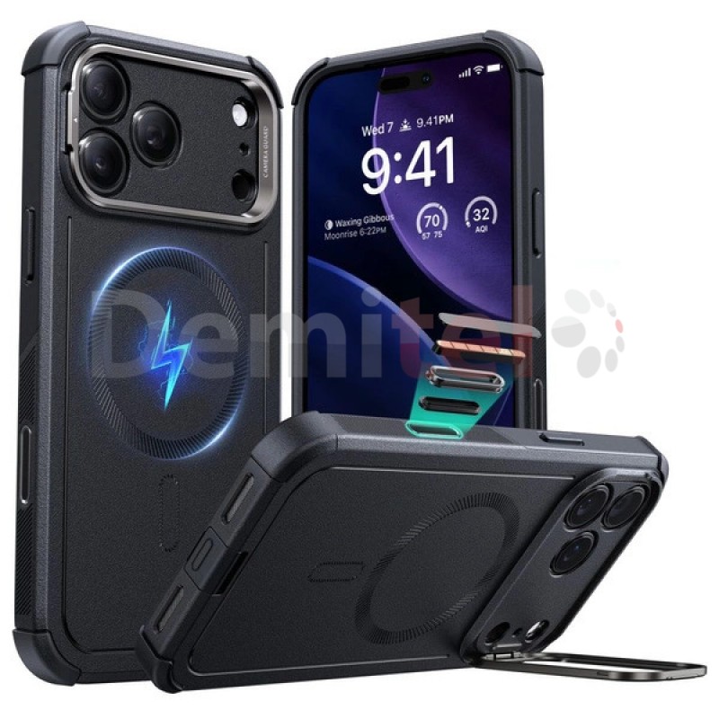 Калъф за iPhone 17 Pro Max ESR Cyber ​​Kickstand MagSafe Черен