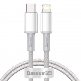 Кабел Baseus Hight Density Braided Type-C>Lightining 1M 20W Бял 