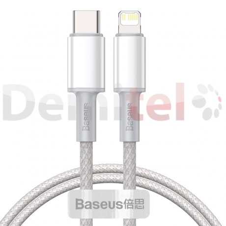 Кабел Baseus Hight Density Braided Type-C>Lightining 1M 20W Бял