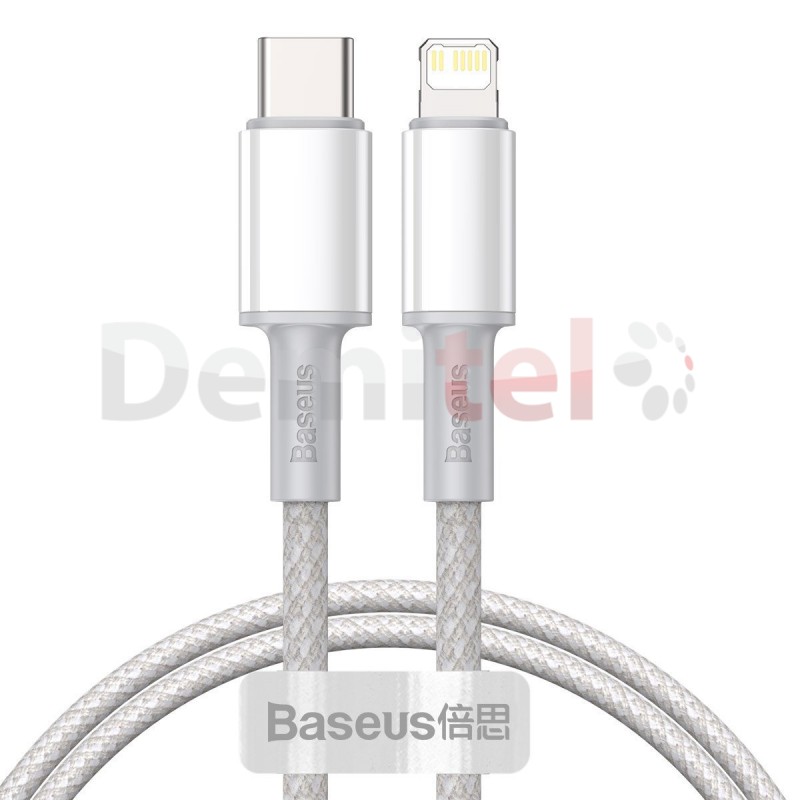 Кабел Baseus Hight Density Braided Type-C>Lightining 1M 20W Бял
