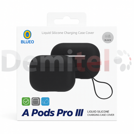 Калъф за слушалки Apple Airpods Pro 3 BLUE0 Liquid Silicone Черен