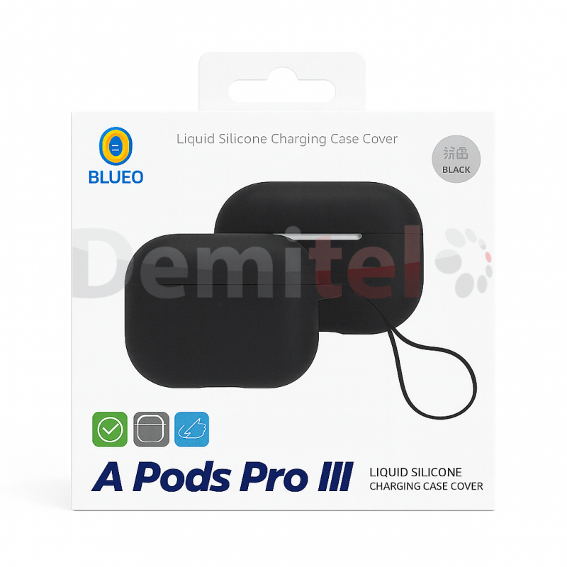 Калъф за слушалки Apple Airpods Pro 3 BLUE0 Liquid Silicone Черен