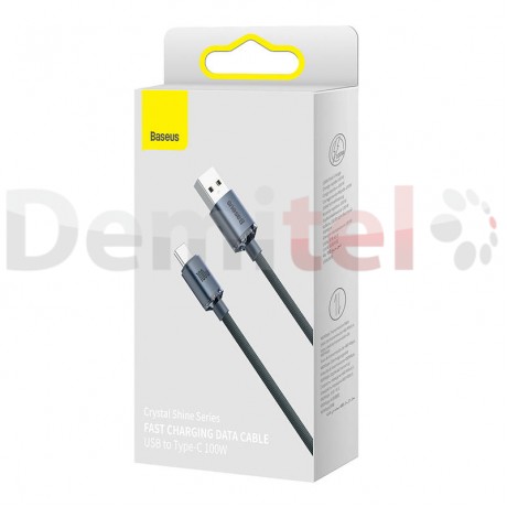 Кабел Baseus Crystal Shine Series Fast Charge USB>Type-C 100W 2M Тъмно сив