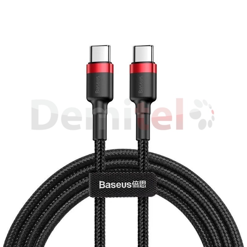 Кабел Baseus Cafule Series PD 2.0 60W Type-C>Type-C 1M Черен-Червен
