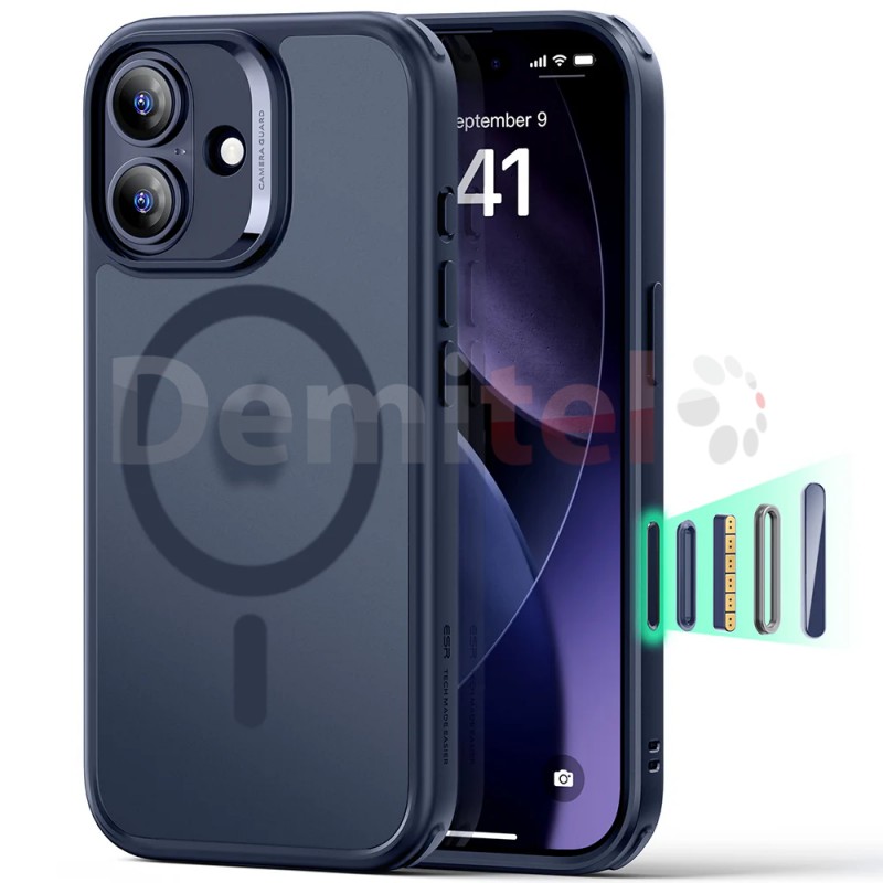 Калъф за iPhone 17 ESR Hybrid Magnetic + Camera Control Case Син