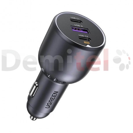 Зарядно за кола UGREEN 3-Port Fast Car Charger 130W 2xType-C 1xUSB Черно