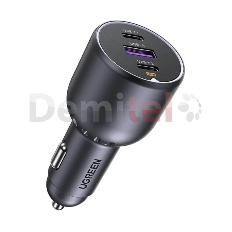 Зарядно за кола UGREEN 3-Port Fast Car Charger 130W 2xType-C 1xUSB Черно