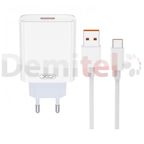 Зарядно XO-L164 Travel Quick Charger 120W + Кабел USB>Type-C Бяло