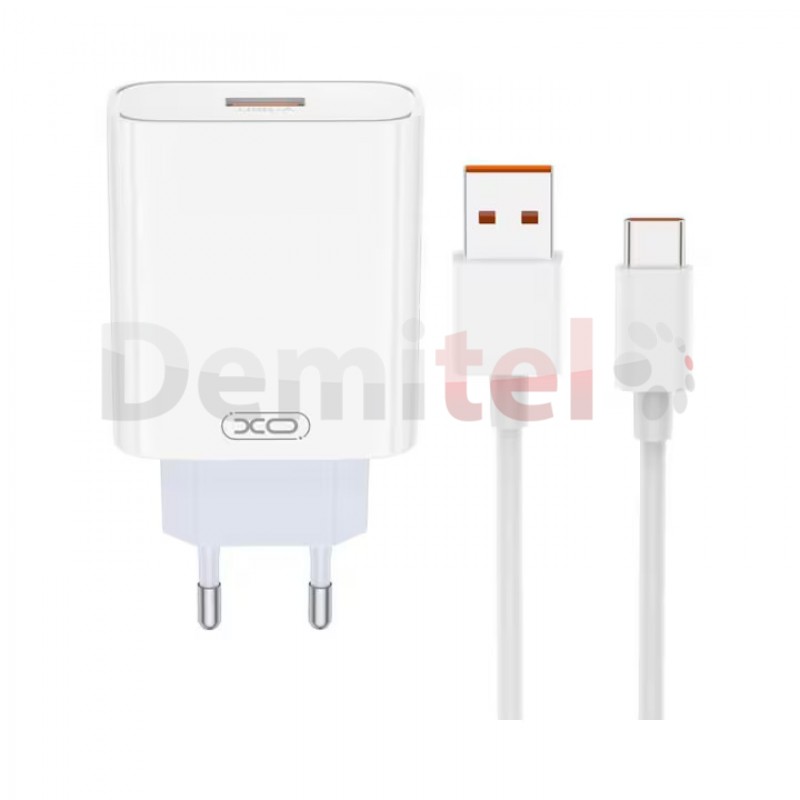 Зарядно XO-L164 Travel Quick Charger 120W + Кабел USB>Type-C Бяло