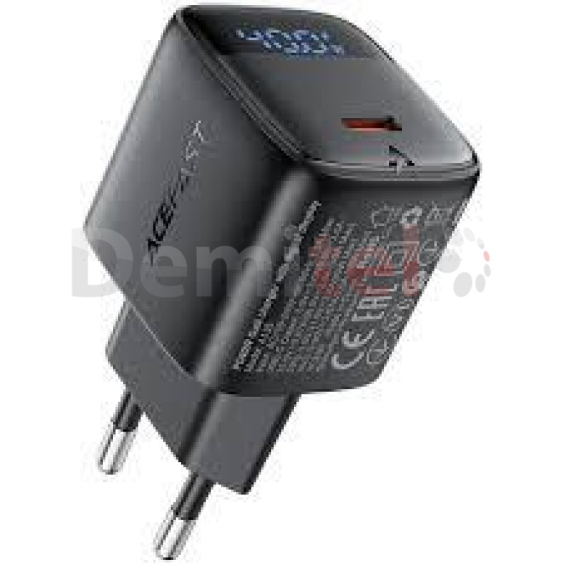 Адаптер AceFast A135 40W GaN Fast Charging Led Digital Display 1xUSB-C Черен