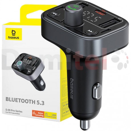 Трансмитер FM Baseus S-09 Pro Series За Кола Bluetooth 5.3 18W Черен