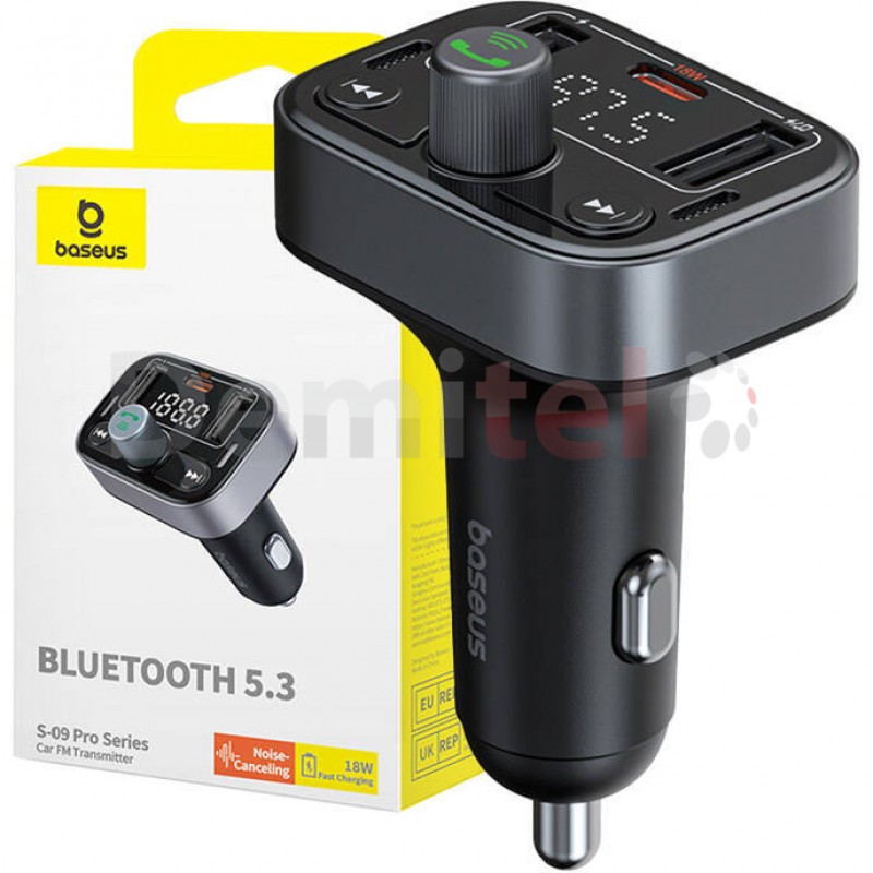 Трансмитер FM Baseus S-09 Pro Series За Кола Bluetooth 5.3 18W Черен