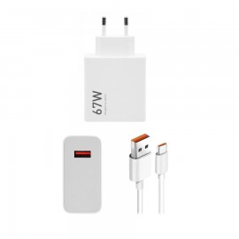 Зарядно Xiaomi HyperCharge Combo USB-A>Type-C 67W + Кабел 1М Бяло 