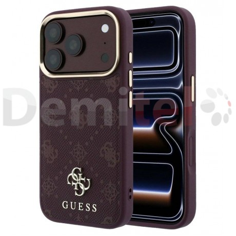 Калъф за iPhone 18 Pro / 17 Pro Guess Peony 4G MagSafe Бордо