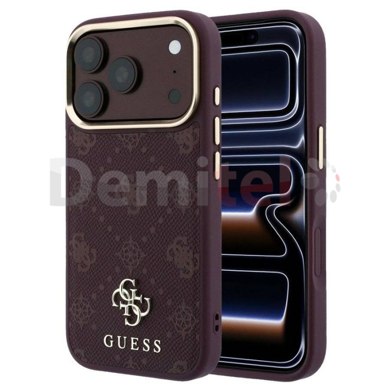 Калъф за iPhone 18 Pro / 17 Pro Guess Peony 4G MagSafe Бордо