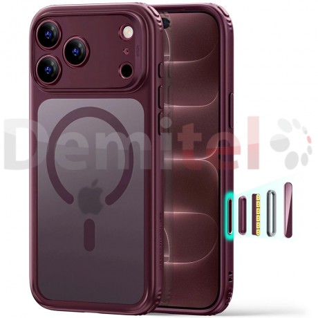 Калъф за iPhone 18 Pro / 17 Pro ESR Classic Hybrid HaloLock Бордо