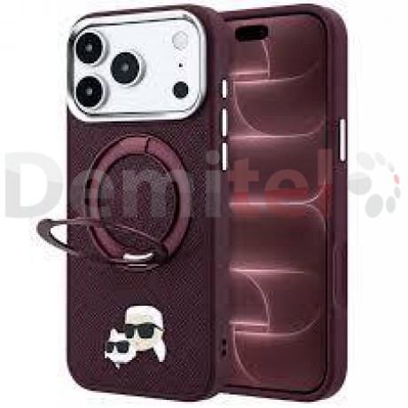 Калъф за iPhone 18 Pro Max / iPhone 17 Pro Max Karl Lagerfeld Ring Stand 360 MagSafe Бордо